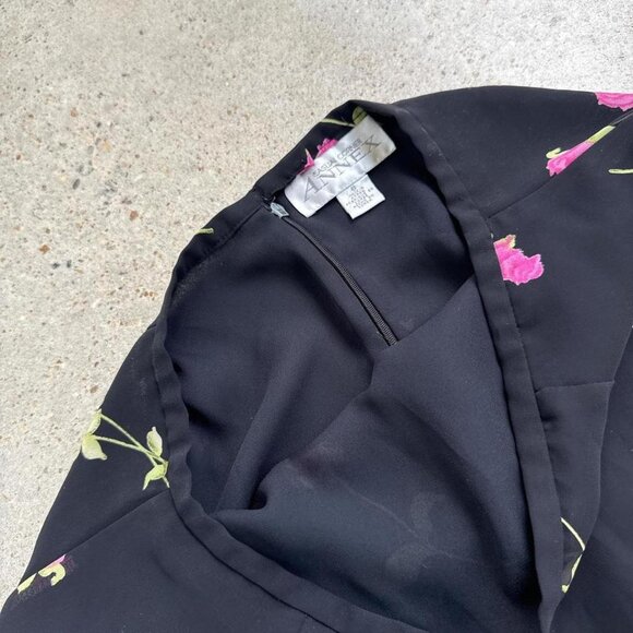 vintage black floral print skirt - Picture 6 of 7